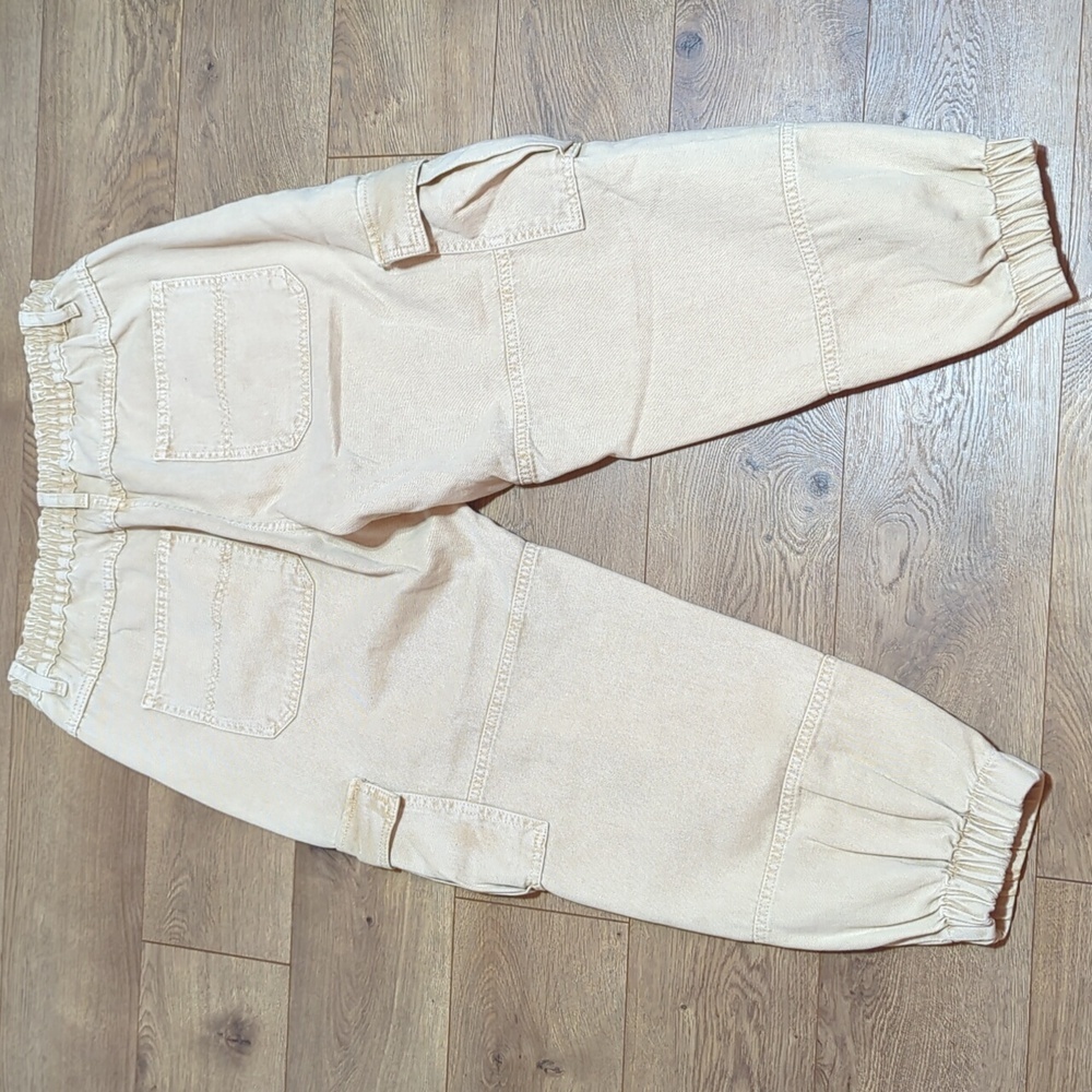 Free People Platoon Cargo Pants Khaki denim joggers jeans L - Picture 7 of 15